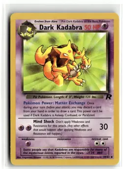 2000 Pokemon - Team Rocket Dark Kadabra #39/82 - Image 1