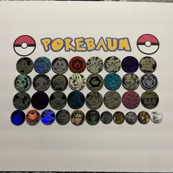 Pokemon Coins Lot Of 35 - NO DUPLICATES - 24 LG, 6 MED, 5 SM - NO DUPES (LOT #4) - Image 1
