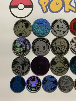 Pokemon Coins Lot Of 35 - NO DUPLICATES - 24 LG, 6 MED, 5 SM - NO DUPES (LOT #4) - Image 2