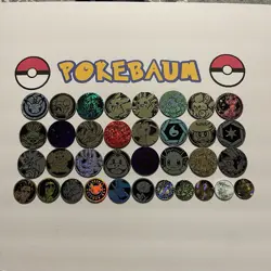 Pokemon Coins Lot Of 35 - NO DUPLICATES - 24 LG, 6 MED, 5 SM - NO DUPES (LOT #3) - Image 1