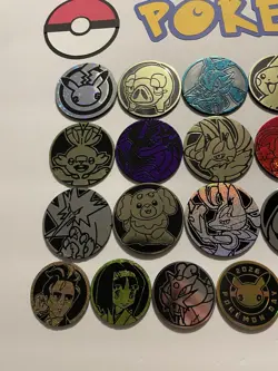 Pokemon Coins Lot Of 35 - NO DUPLICATES - 24 LG, 6 MED, 5 SM - NO DUPES (LOT #3) - Image 2