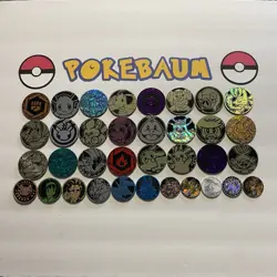 Pokemon Coins Lot Of 35 - NO DUPLICATES - 24 LG, 6 MED, 5 SM - NO DUPES (LOT #6) - Image 1