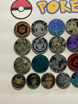 Pokemon Coins Lot Of 35 - NO DUPLICATES - 24 LG, 6 MED, 5 SM - NO DUPES (LOT #6) - Image 2