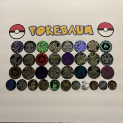 Pokemon Coins Lot Of 35 - NO DUPLICATES - 24 LG, 6 MED, 5 SM - NO DUPES (LOT #2) - Image 1