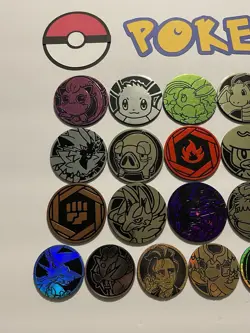 Pokemon Coins Lot Of 35 - NO DUPLICATES - 24 LG, 6 MED, 5 SM - NO DUPES (LOT #2) - Image 2