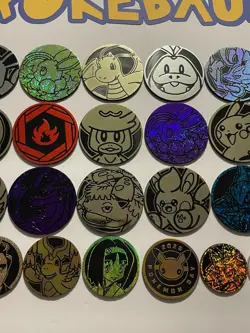 Pokemon Coins Lot Of 35 - NO DUPLICATES - 24 LG, 6 MED, 5 SM - NO DUPES (LOT #2) - Image 3
