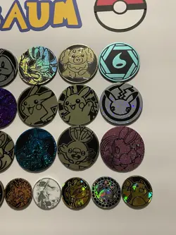 Pokemon Coins Lot Of 35 - NO DUPLICATES - 24 LG, 6 MED, 5 SM - NO DUPES (LOT #2) - Image 4