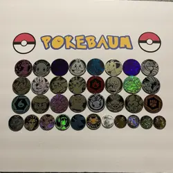 Pokemon Coins Lot Of 35 - NO DUPLICATES - 24 LG, 6 MED, 5 SM - NO DUPES (LOT #1) - Image 1