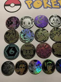 Pokemon Coins Lot Of 35 - NO DUPLICATES - 24 LG, 6 MED, 5 SM - NO DUPES (LOT #1) - Image 2