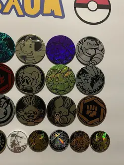 Pokemon Coins Lot Of 35 - NO DUPLICATES - 24 LG, 6 MED, 5 SM - NO DUPES (LOT #1) - Image 4