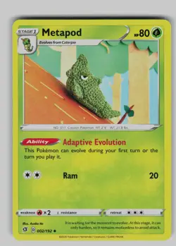 Metapod 002/192 Uncommon Rebel Clash Pokemon Near Mint - Image 1