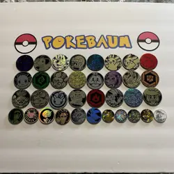 Pokemon Coins Lot Of 35 - NO DUPLICATES - 24 LG, 6 MED, 5 SM - NO DUPES (LOT #7) - Image 1