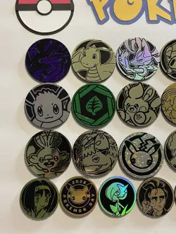 Pokemon Coins Lot Of 35 - NO DUPLICATES - 24 LG, 6 MED, 5 SM - NO DUPES (LOT #7) - Image 2