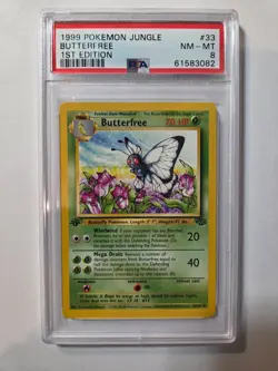 Pokemon Butterfree 33/64 Jungle Base Set PSA 8 “d” 1st Edition Error Misprint - Image 1