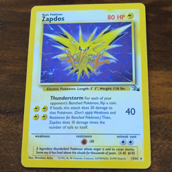 Pokemon TCG Zapdos 15/62 Fossil Holo Rare Unlimited 1999 English 80 HP WotC - Image 1