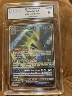 Pokemon DCG grade 8 TYRANITAR GX 203/214 Full Art - 2018 S&M Lost Thunder - Image 1