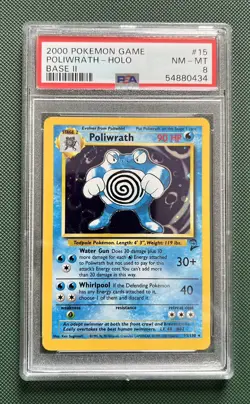 2000 POKEMON BASE SET 2 #15 POLIWRATH-HOLO PSA 8 - Image 1
