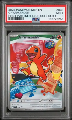 2026 Pokemon First Partner Charmander #038 PSA 9 Mint Illustration Series 1 - Image 1