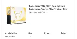 Pokemon Center 30th Anniversary ETB Elite Trainer Box New CONFIRMED PRESALE - Image 3