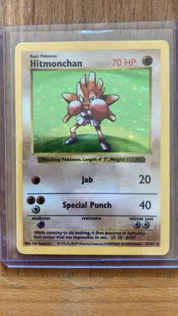 Hitmonchan Pokemon Cards Base Set Shadowless Holo 7/102 Rare PSA Gradable NM - Image 1