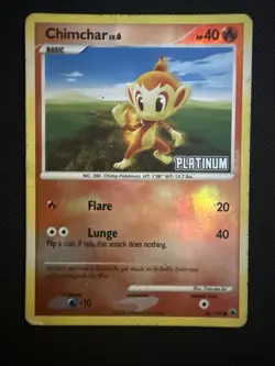 Chimchar 56/100 Reverse Holo Vintage Platinum Stamped Pokemon Card - Image 1