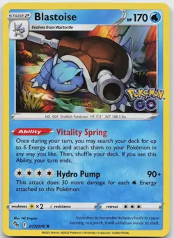 Blastoise 017/078 Holo Rare Pokemon GO Pokemon Lightly Played - Image 1