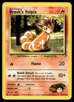 Brock's Vulpix 073/132 Pokemon Gym Heroes Unlimited Non Holo (MP) - Image 1
