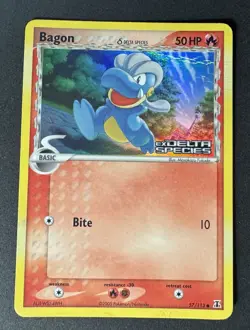 Pokemon TCG Bagon 57/113 EX Delta Species Stamped Reverse Holo Common - Image 1