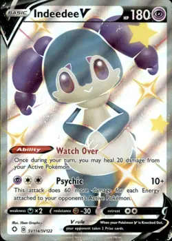 Indeedee V SV114/SV122 Holo V Rare Shining Fates Shiny Vault Pokemon Holo NM - Image 1
