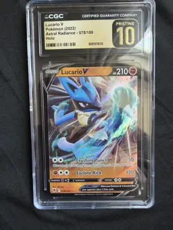 CGC Pristine 10 Lucario V 078/189 Astral Radiance Pokemon Card Holo - Image 1