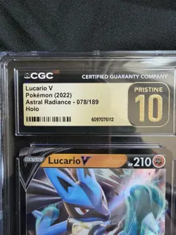 CGC Pristine 10 Lucario V 078/189 Astral Radiance Pokemon Card Holo - Image 2