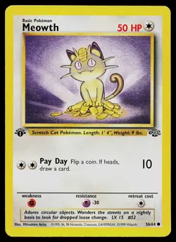 Pokemon Card - Meowth Jungle 56/64 1st Edition Common - Image 1