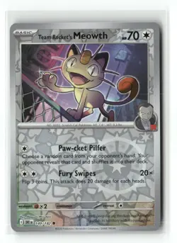 Team Rocket's Meowth 149/182 Common Destined Rivals Pokemon Reverse Holo NM - Image 1