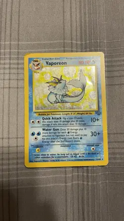 Pokemon TCG Vaporeon 12/64 Jungle Holo Rare MP- - Image 1