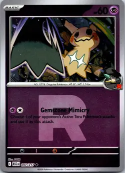 Team Rocket's Mimikyu 097/217 Ascended Heroes Pokemon Reverse Holo NM - Image 1