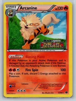 Arcanine (Prerelease) 12/99 Holo Promo Black And White Promo Pokemon MP - Image 1