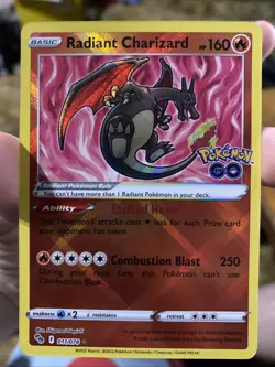 Pokemon TCG Radiant Charizard Holo Card Pokemon Go 011/078 Near Mint Condition - Image 1
