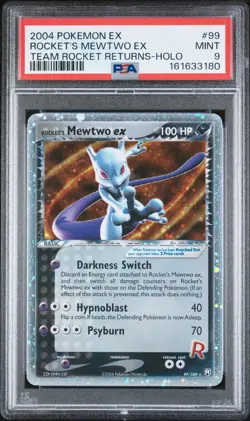 2004 POKEMON EX TEAM ROCKET RETURNS #99 ROCKET'S MEWTWO EX-HOLO PSA 9 - Image 1