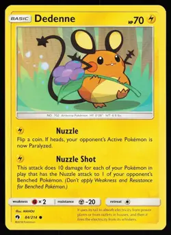 Dedenne 84 214 C Lost Thunder Pokemon Lightly Played - Image 1