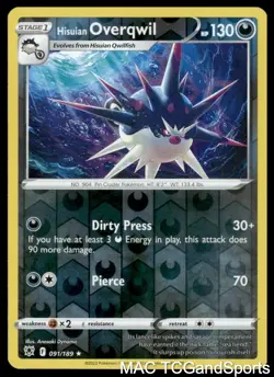 Hisuian Overqwil 091/189 Reverse Holo Astral Radiance Pokemon TCG NM - Image 1