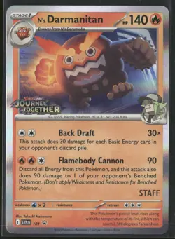 N's Darmanitan SVP 181 STAFF - Pokemon TCG Pre Release Promo Journey Together NM - Image 1