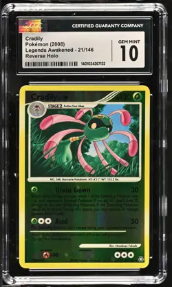 POP 7* CGC 10 GEM MINT Cradily Legends Awakened Reverse Holo 21/146 Pokemon 2008 - Image 1