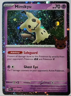 Swirl 🌀 Mimikyu 037/091 Cosmos Holo Bleed Error Rare Pokemon TCG Stamped ✨ 35 - Image 3