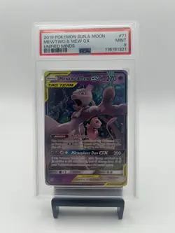 Pokemon 2019 Unified Minds Mewtwo & Mew GX 71/236 TAG TEAM Holo PSA 10 - Image 1