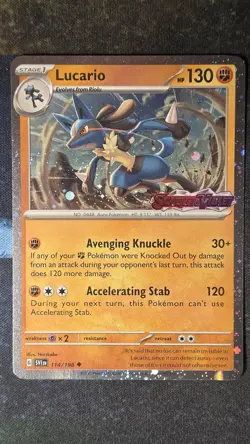 Pokemon TCG Scarlet & Violet Lucario Stamped Cosmos Holo Card 114/198 - Image 1