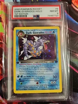 PSA 8 NM-MT Dark Gyarados 8/82 1st Edition Team Rocket Holo Rare Pokemon Card - Image 1