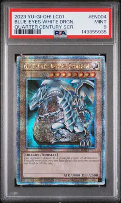 PSA 9 MINT Yugioh Yu-Gi-Oh Blue-Eyes White Dragon LC01-EN004 QCR No Error Secret - Image 1