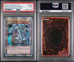 PSA 9 MINT Yugioh Yu-Gi-Oh Blue-Eyes White Dragon LC01-EN004 QCR No Error Secret - Image 3