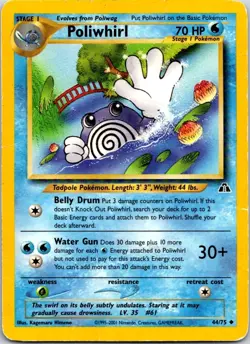 Poliwhirl Neo Discovery 44/75 Pokemon Card MP - Image 1