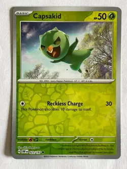 POKEMON CAPSAKID 023/197 COMMON REVERSE HOLOFOIL OBSIDIAN FLAMES NM CARD - Image 1